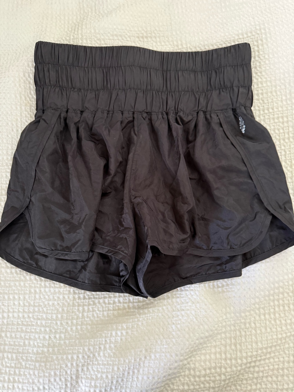 FP Movement by Free People Black Smocked-Waist Layered Athletic Shorts